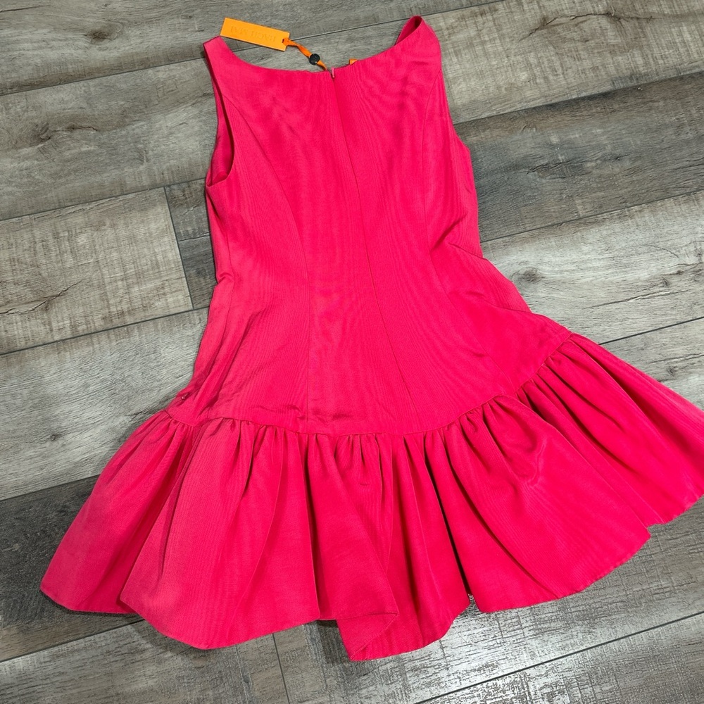 BACH MAI Framboise Volant Moiré Scoop Neck Mini Dress - Picture 8 of 10